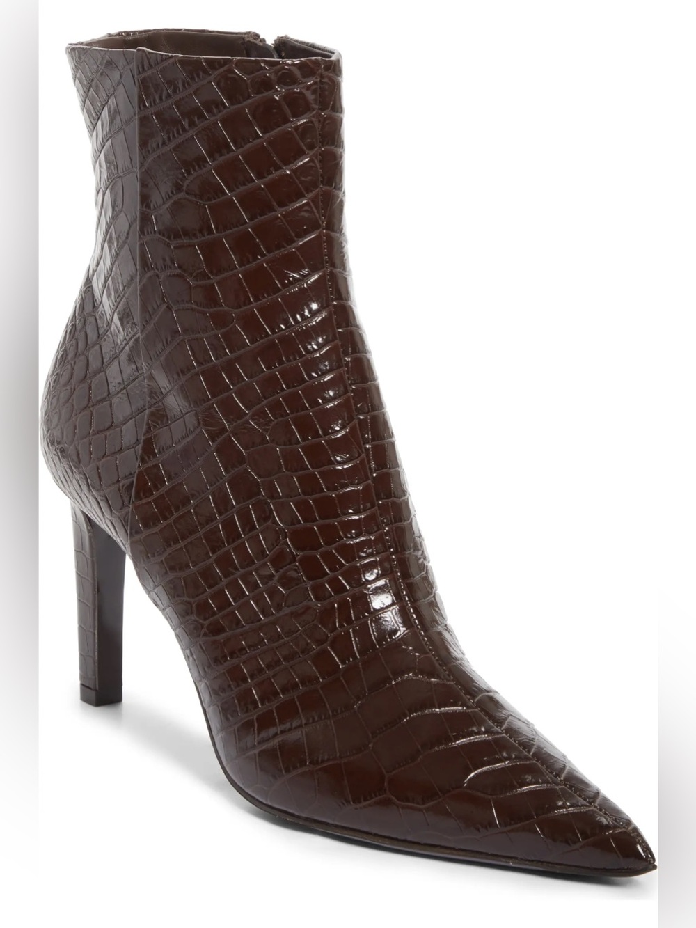 Jimmy Choo Frankie 85 in Chocolate croc embossed leather